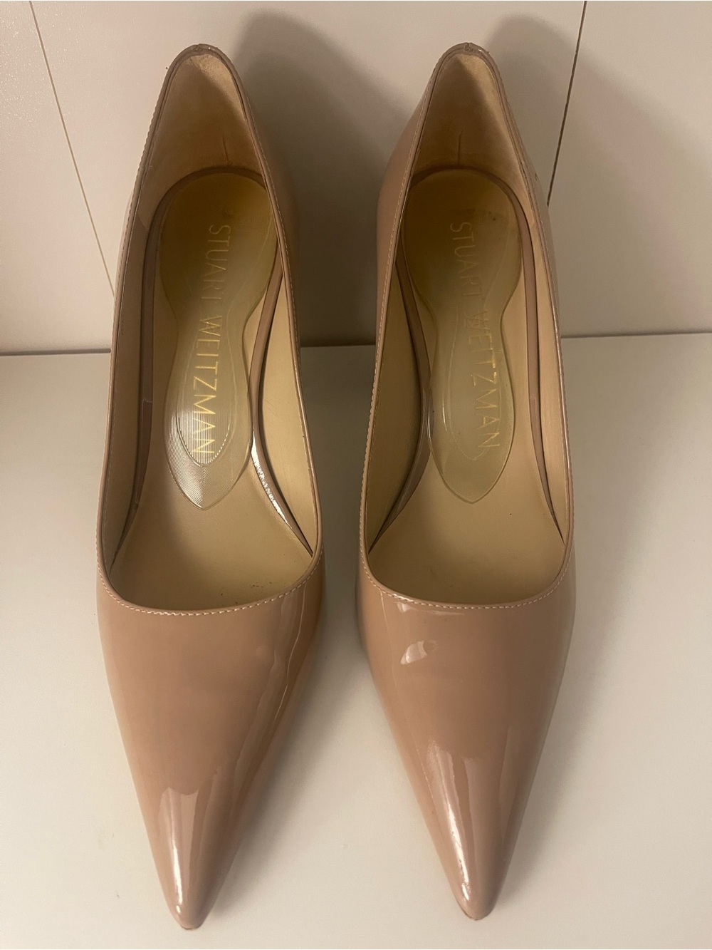 Stuart Weitzman Blush Patent Leather Pointed-Toe Pumps